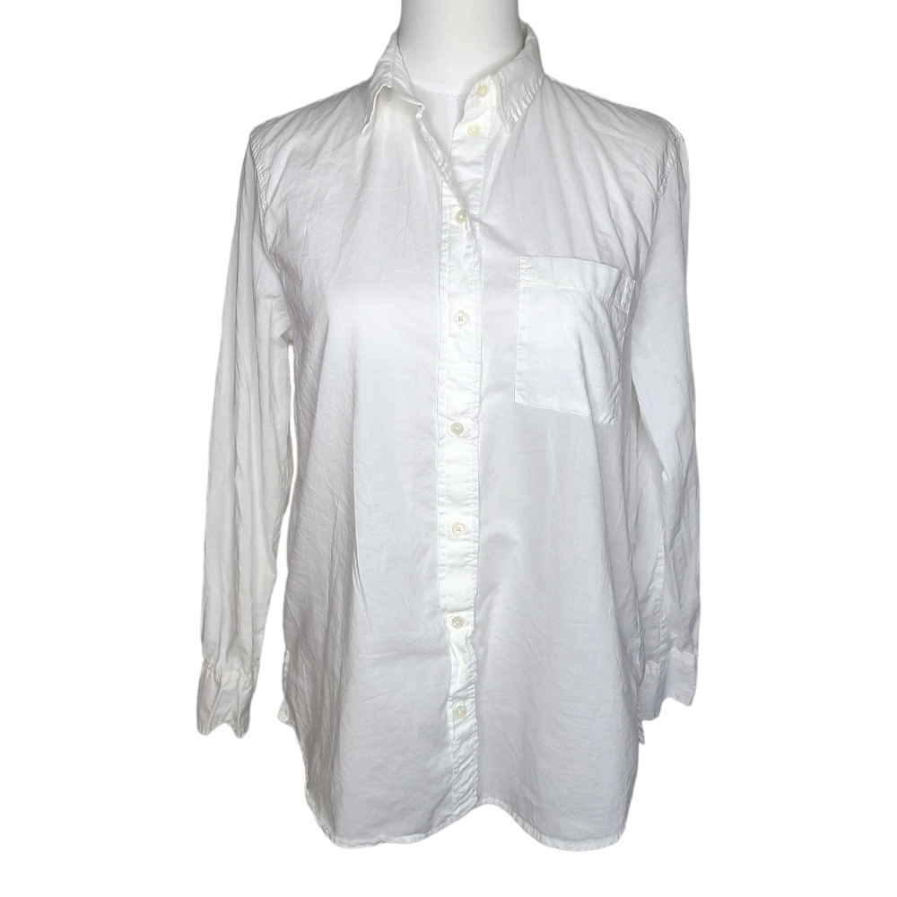 J. Crew Factory High-low relaxed button-up top White S
